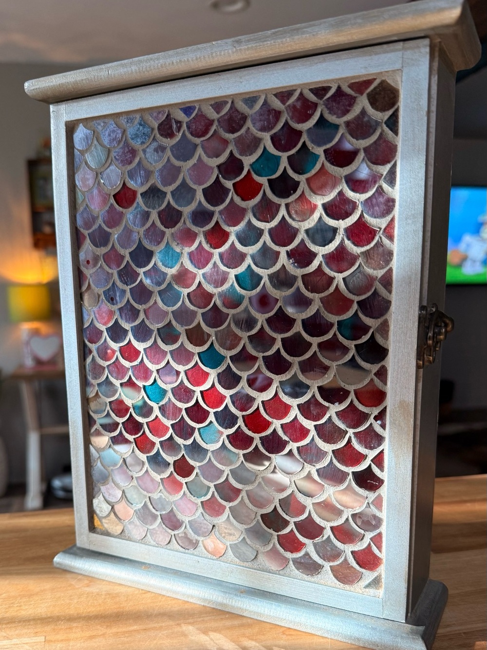 Beach decor Mermaid Scale key Jewelry Box hang cabinet Multicolor